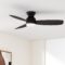 Ceiling Fan with Lights, Indoor & Outdoor Ceiling Fan，48″ Low Profile DC Smart Compatible with Alexa, Siri, Google Home & Smart APP, 2 Colors of Reversible Blades, Black & Walnut