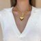 Chunky Heart Necklace, Gold Chunky Necklaces for Women with Toggle Clasp, Puffy Heart Pendant as Mother’s Day Gift, 14k Gold Statement Choker Collar Thick Chain Jewelry Birthday Gift