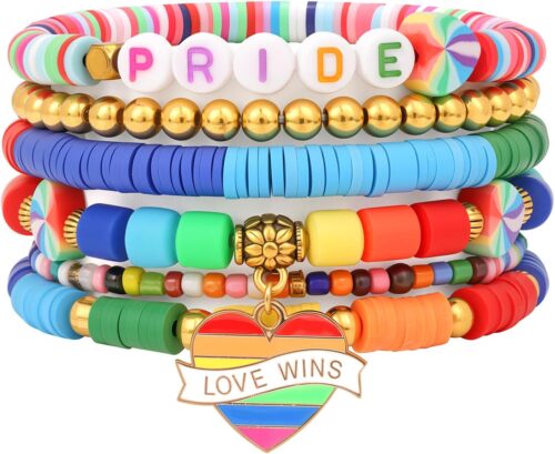 Colorful Heishi Beaded Bracelet for Women Clay Bead Stretch Bracelet Layering Stackable Boho Friendship Bracelets Summer Beach Jewelry Set Gift