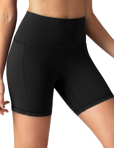 Colorfulkoala Dreamlux No Front Seam High Waist Biker Shorts with Pockets for Women 6″ Inseam Tummy Control Yoga Short