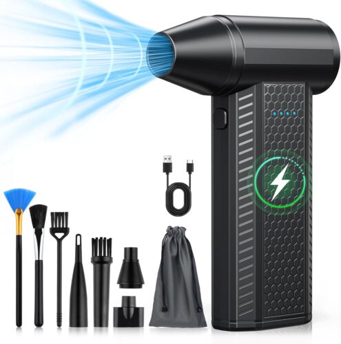 Compressed Air Duster kit-Blower-pc Duster Electric-130000RPM- Replace Compressed air can-Keyboard Clean-car Mini Snow Blowers-Car Dryer air Blower-Jet Fan-No air Canned dusters for Cleaning (Black)