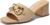 Coutgo Womens Raffia Slide Sandals Chunky Block Heeled Square Open Toe Metal Chain Slip on Mules Dressy Shoes