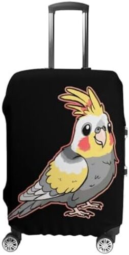 Cute Cockatiel Funny Luggage Cover Elastic Suitcase Protector Washable Travel Gear Cover Fits 19-32 Inch