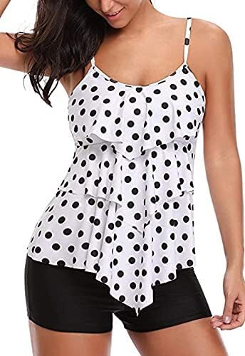 Cysincos Tankini Bathing Suits for Women Tummy Control Swimsuits Two Piece Swimwear Made of Quick Dry High Elastic Fabric