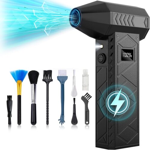 DEGGE 10000mAh Compressed Air Duster, 180000RPM Electric Air Duster with Display Screen & Light, 4 Gear Adjustable Cordless Rechargeable Turbo Car Dryer Jet Air Blower for Keyboard,Computer,Car,Home