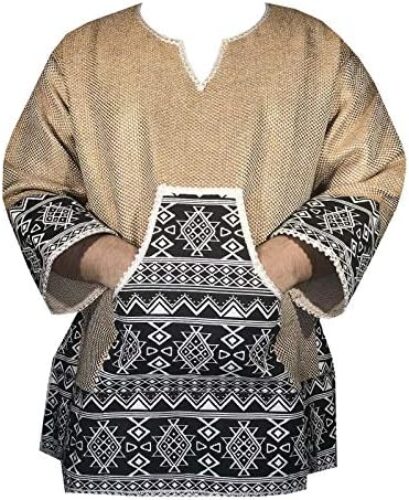 Decora Apparel African Clothing T Shirt Long Sleeve Western Wear Dashiki for Men Women XL 48″ Around Gold