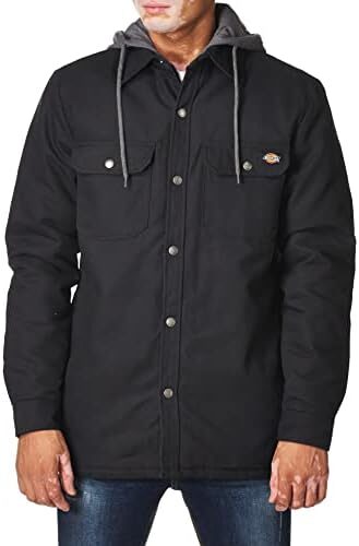 Dickies Men’s Fleece Hooded Duck Shirt Jacket with Hydroshield