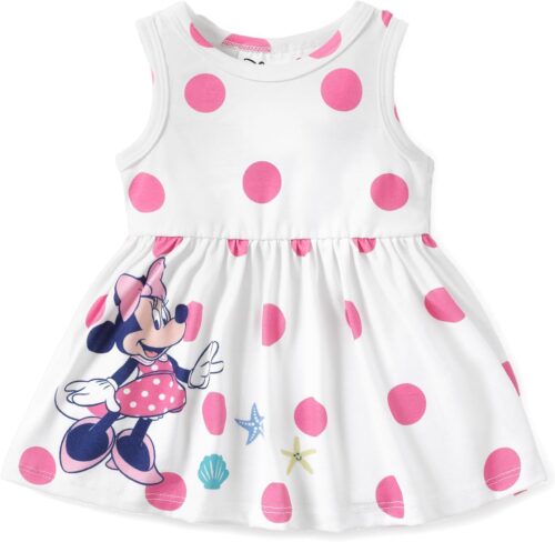 Disney Princess Frozen Elsa Minnie Mouse Girls Dress Sleeveless Casual Summer Outfit School Holiday Clothes Baby-Toddler