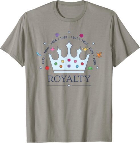 Disney Princess Royalty Crown Movie Timeline 1937-1998 T-Shirt