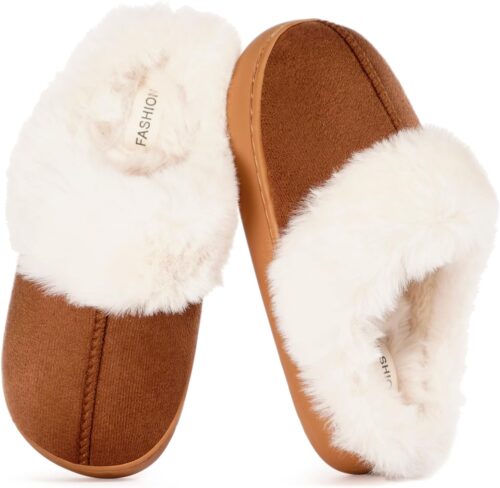Dokela Kids Slippers Girls Boys Fuzzy House Slippers Winter Warm Soft Plush Lined Memory Foam House Shoes Slip On for Home Bedroom Indoor Outdoor
