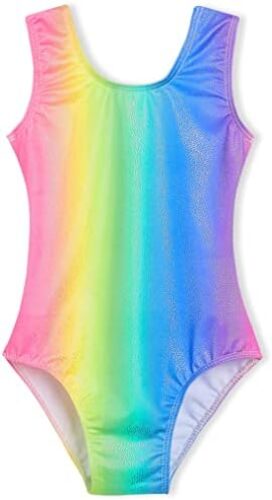 Domusgo Gymnastics Leotards for Girls Sparkly One Piece Sleeveless Dance Unitard Biketard with Shorts