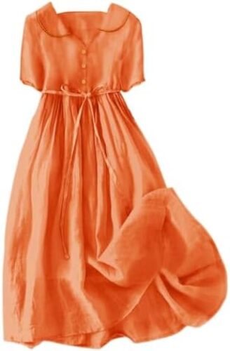 Dresses for Women Casual Striped Long Sleeve Dresses Button Down Collared Beach Flowy Hawaiian Pleated Maxi Long Dresses 2024