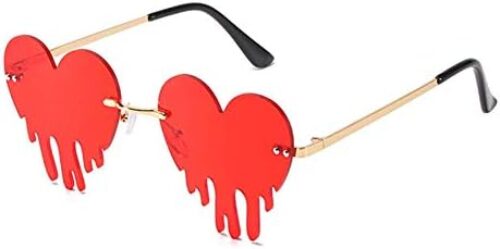 Dripping Heart Sunglasses Men/Women Rimless Melting heart shaped Colorful Party Glasses