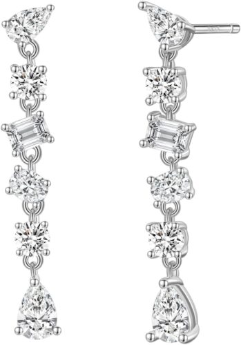 EAMTI Bridal Wedding Earrings for Women Sterling Silver Post Cubic Zirconia Dangle Earrings for Prom Pageant