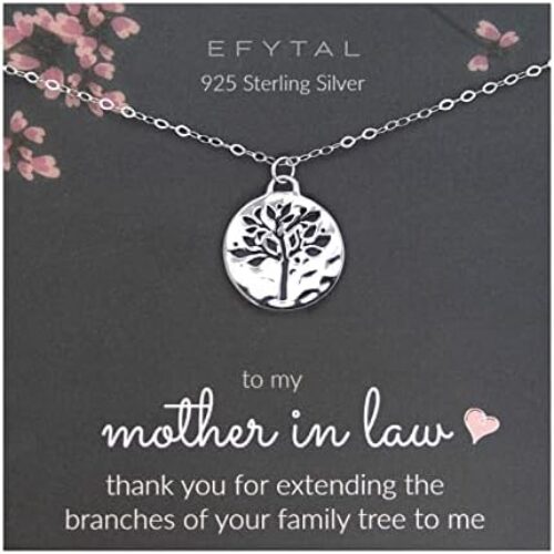 EFYTAL Mother In Law Gifts from Daughter in Law, Sterling Silver Tree of Life Necklace Gifts for Mother in Law, Wedding Jewelry Mother of the Groom Gift from Bride