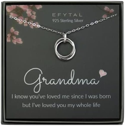 EFYTAL Wife Gifts, Valentines Day Gift for Grandma, 925 Sterling Silver Two Circle Necklace For Her, Romantic Gift Ideas, Anniversary