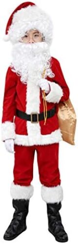 ELFJOY Children’s Santa Suit Kids Christmas Halloween Costume Cosplay Set of 11 Pcs