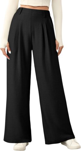 EVALESS Women’s Wide Leg Pants High Waisted Business Work Casual Trousers 2025 Summer Comfy Palazzo Pants with Pockets