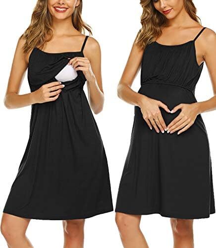 Ekouaer Women’s Nursing Nightgown Maternity Dress Breastfeeding Gown Full Slips Sleepwear