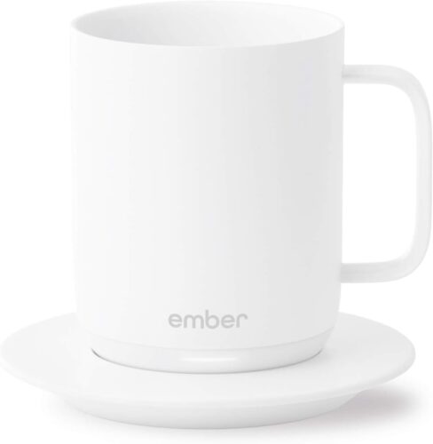 Ember Temperature Control Smart Mug, 10 Ounce, 1-hr Battery Life, White – App Controlled Heated Coffee Mug