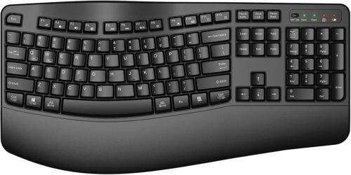 Ergonomic Wireless Keyboard with Wrist Rest, Wave Keys, Comfortable Natural Typing, 2.4GHz Full Size Ergo Wireless Computer Keyboard for Multi-OS, Windows, Mac OS Laptop/PC/Notebook