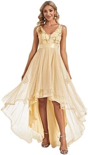 Ever-Pretty Women’s Sequin V-Neck Sleeveless High-Low A-line Evening Party Dress 0793-USA