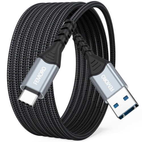 FEMORO USB C Cable 15ft Fast Charging 60W, 480Mbps Data Transfer Extra Long USB A to USB-C Charger Cables 15 Foot, Type C 2.0 Cord for iPad iPhone 16/15 Galaxy Google Pixel Motorola Moto LG Nokia