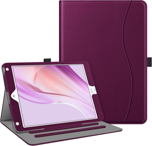 Fintie Case for iPad 6th / 5th Generation (2018 2017 Model, 9.7 Inch), iPad Air 2 / Air 1 (9.7 Inch) – [Corner Protection] Multi-Angle Viewing Stand Cover with Pocket, Purple