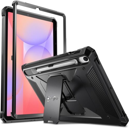 Fintie Shockproof Case for Samsung Galaxy Tab S10 Lite/ S10 FE/ S9 FE 5G 10.9 Inch/Tab S9 11 Inch, Tuatara Rugged Unibody Hybrid Bumper Kickstand Cover Built-in Screen Protector, Black