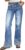 Flamingals Mid Rise Bootcut Jeans for Women with Embroidery Hem Stretchy Wash Straight Leg Jeans Causal Trendy