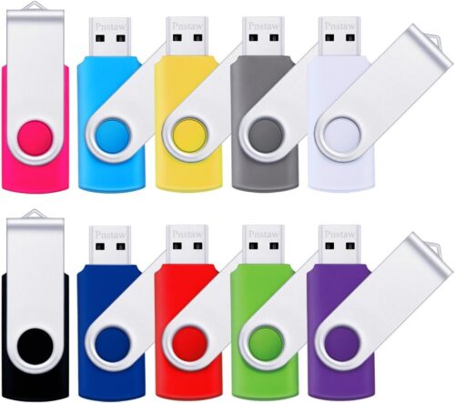 Flash Drive 16GB USB 2.0 10 Pack Swivel Blank Memory Stick Pnstaw Bulk Thumb Drive Pen Drives Jump Drive for Data Storage, File Sharing(10 Pack,Multi-Color) (16GB)