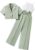 Floerns Girl’s 2 Piece Outfits Short Sleeve Button Front Blazer Jacket & Belted Cami Jumpsuit Sets