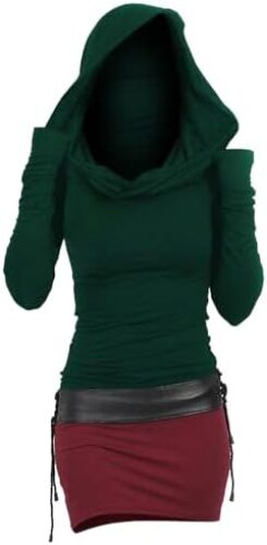 Formal Summer Dresses for Women Long Sleeve Slimming Party Bodycon Top Goth Western Fashion Color Block Hooded A-Line