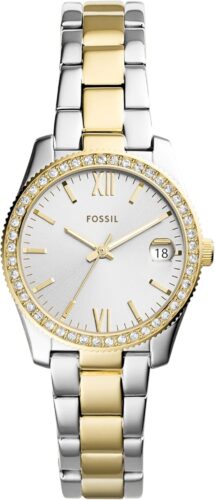 Fossil Women’s Scarlette Mini Quartz Stainless Steel Three-Hand Watch, Color: Gold/Silver (Model: ES4319)