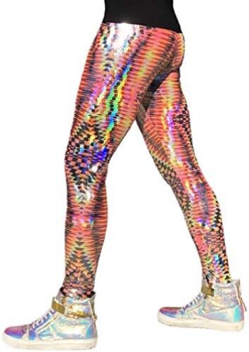 / Funstigators Festival Clothing: Men’s Holographic Disco Meggings – Made in USA