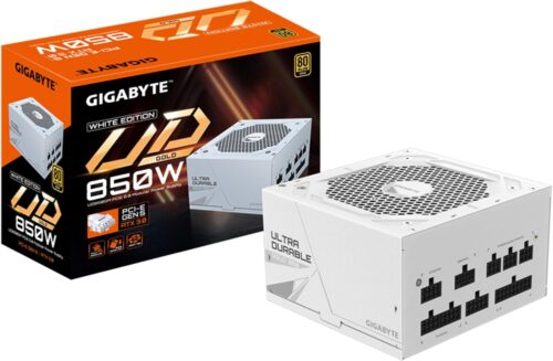 GIGABYTE GP-UD850GM PG5W – PCIe5.0 Ready – ATX3.0-850W 80 Plus Gold Certified – Fully Modular Power Supply – Japanese Capacitors