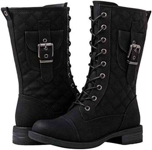 GLOBALWIN Women’s Lace Up Miliraty Style Fashion Boots