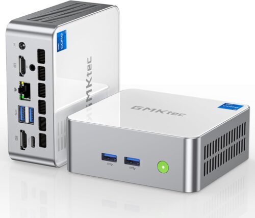 GMKtec Mini PC Intel i5-12450H(Turbo 4.4 GHz) 32GB DDR4 1TB M.2 NVMe SSD, Windows 11 Pro Mini Computers, USB 3.2, Type-C/WiFi 6, BT5.2, RJ45 2.5G/ 4K Triple Display Desktop PC