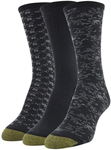 GOLDTOE Women’s Floral Dress Crew Socks, 3 Pairs