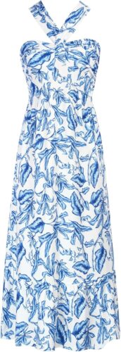 GRACE KARIN 2025 Women’s Criss Cross Halterneck Sleeveless Summer Floral Print Flowy A Line Maxi Dress