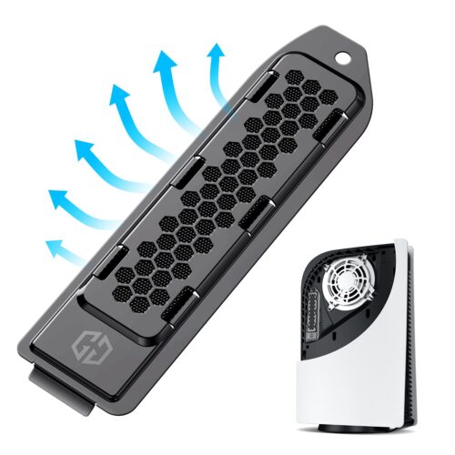 GRAUGEAR Metal Heat Dissipation Cover for PS5 M.2 SSD Expansion Slot | Fit for PlayStation 5 NVMe SSD w/Heatsink | New Breathable Cellular Hole | Cooling and Dust Proof (Black)