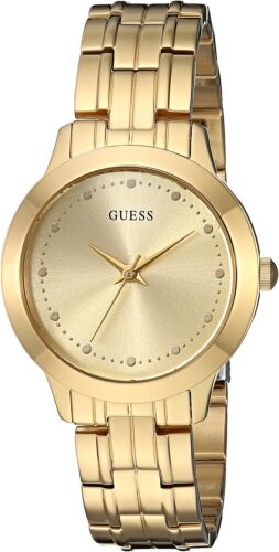 GUESS Classic Slim Gold-Tone Stainless Steel Bracelet Watch. Color: Gold-Tone (Model: U0989L2)