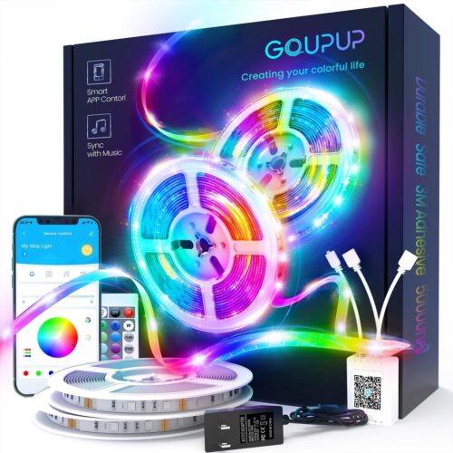 GUPUP LED Strip Lights 100ft, Rope Lights,Bluetooth APP Control,Color Changing RGB Strip, Sync with Music,para Cuarto, for Bedroom Home Party Decoration