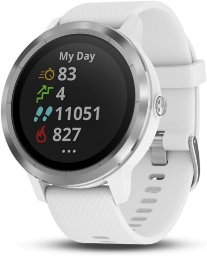 Garmin vívoactive 3 GPS Smartwatch – White & Stainless (Renewed)