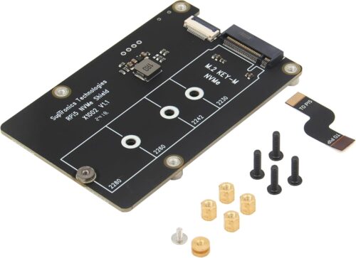 Geekworm X1002 PCIe to M.2 HAT NVMe SSD PIP PCIe Peripheral Bottom Board for Raspberry Pi 5 Support M.2 2230/2242/2260/2280 SSD