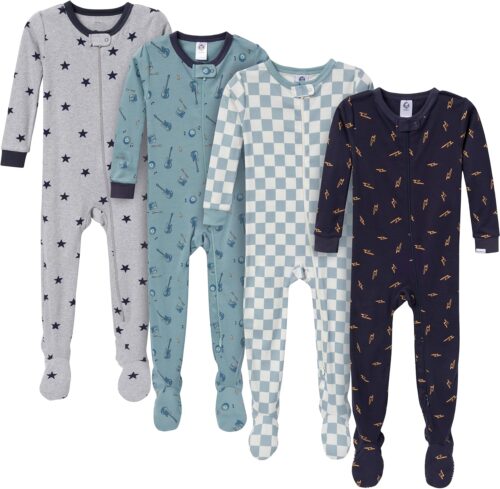 Gerber Baby Boys’ 4-Pack Footed Pajamas