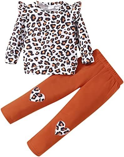 Girls 2 Piece Outfits Toddler Girls Leopard Print T-Shirt and Leggings Set School Outfits Girl Clothes Fall Sets