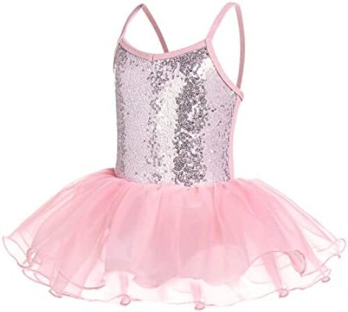 Girls Sequin Ballet Tutu Dress Sparkly Straps Leotards Ballerina Outfit Dance Costumes for Kids