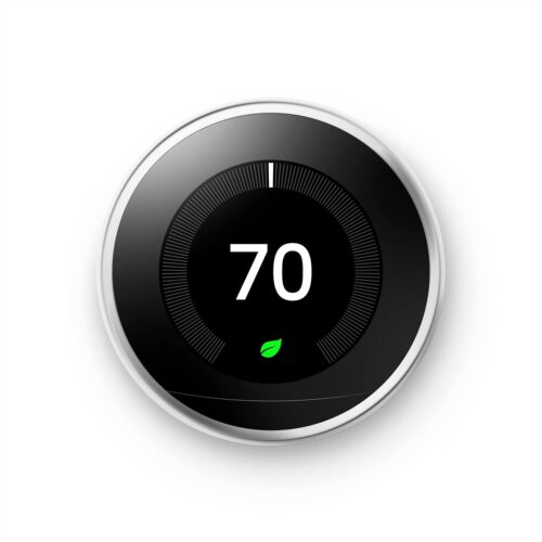 Google Nest Learning Thermostat – 3rd Gen (2015) – Programmable Smart Thermostat for Home – Works with Alexa – Polished Steel