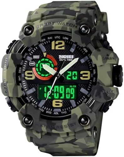 Gosasa Men’s Large Face Outdoor Sports Watches Military S-Shock Watch Waterproof, Backlight, Alarm, Stopwatch Features – Rugged Wristwatch for Training, Hiking, and Adventure